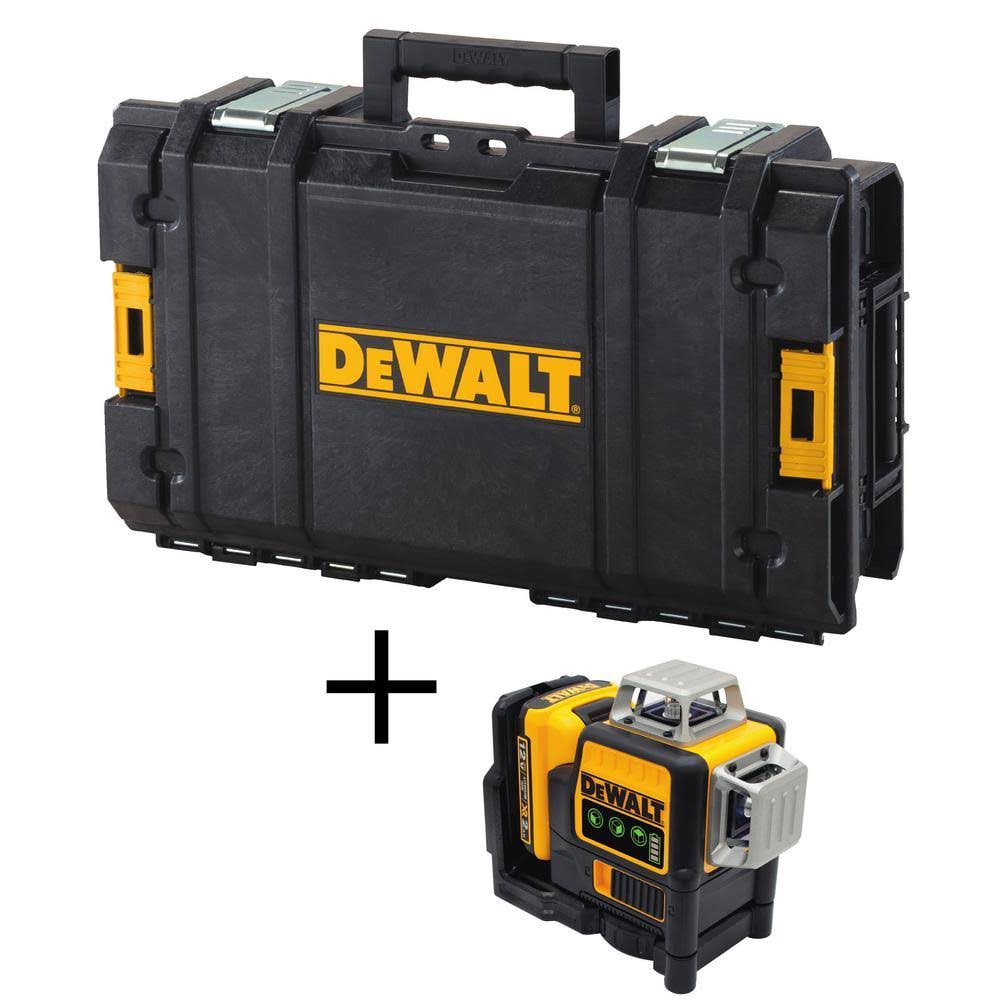 DeWalt 12-Volt Max Lithium-Ion Cordless 3-Beam 360-Degree Green Laser Level with Bonus Tough System Tool Box EY0R3O68