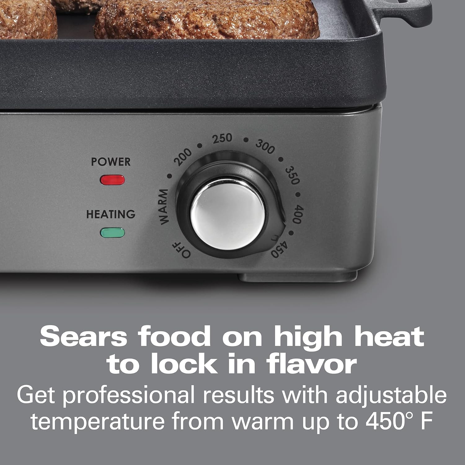 Hamilton Beach Professional Cast Iron Indoor Electric Grill & Griddle, 10" x 16" Preseasoned Cooking Surface, Adjustable Temperature up to 450° F