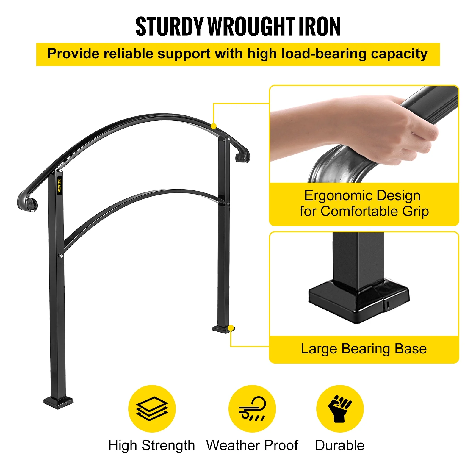 VEVORbrand 1-4 Step Handrail Rackable to a range of 0&deg;to 45&deg