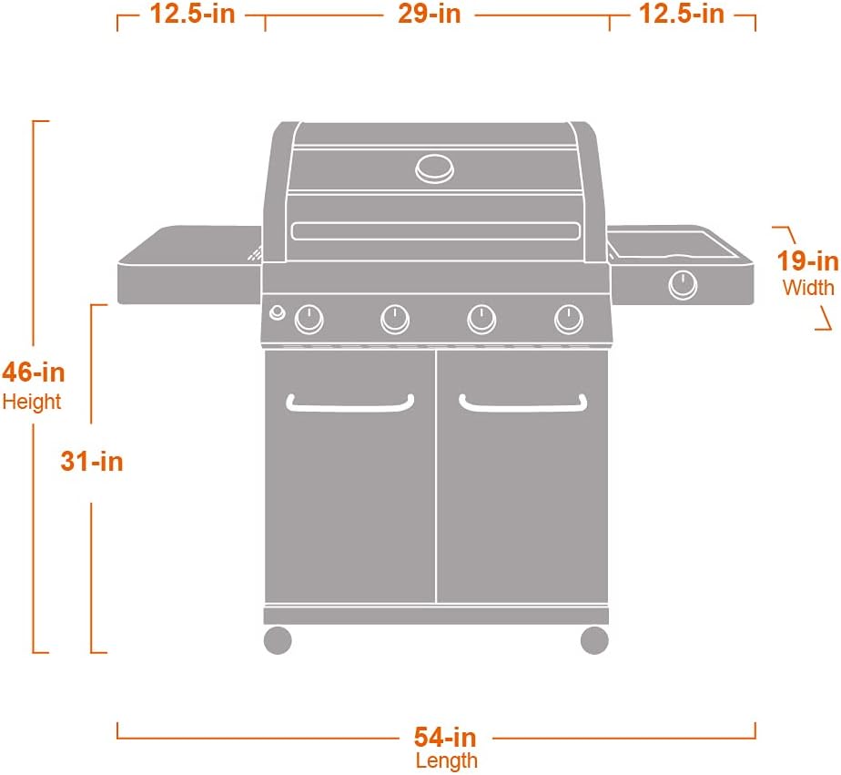Monument Grills 41847NG Convertible 4-Burner Cabinet Style Natural Gas Grill ,Stainless Steel Propane Grills, LED Controls
