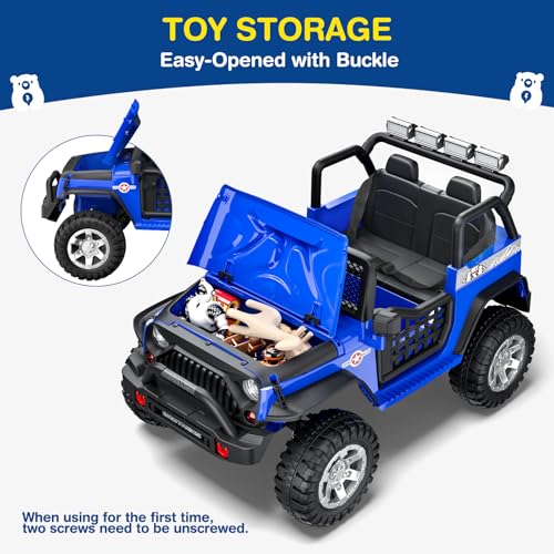 L8 2 Seater Ride On Car, 12V Kids Electric Car w/Remote Control, 4-Wheel Suspension, Bluetooth Speaker, Multi Music Modes, 3 Speeds, LED Lights