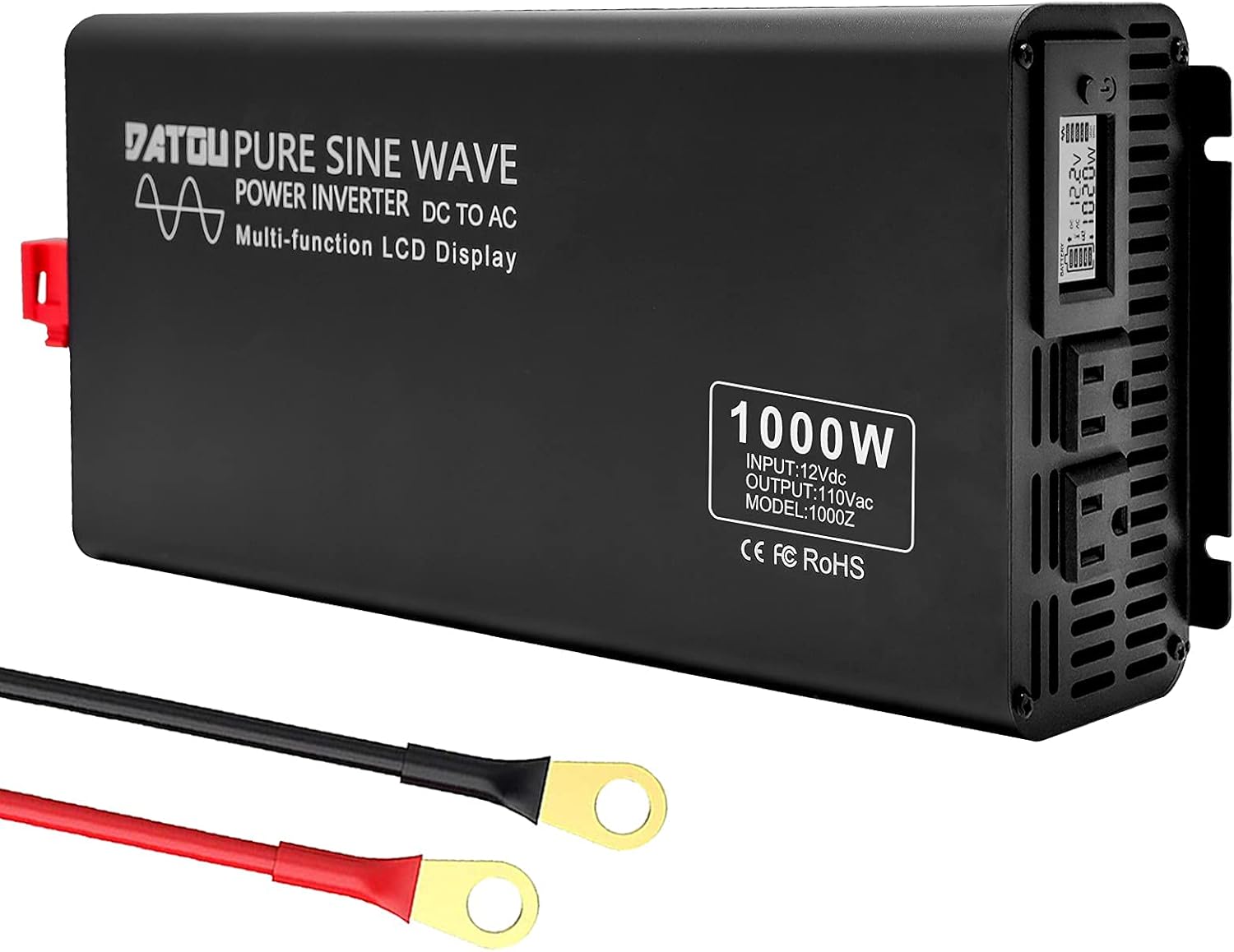 DATOUBOSS 3000W Power Inverter 6000W Peak Pure Sine Wave Inverter 12V DC to 110V AC with Dual AC Outlets & LED Display Car Converter(3000W 12-110V)