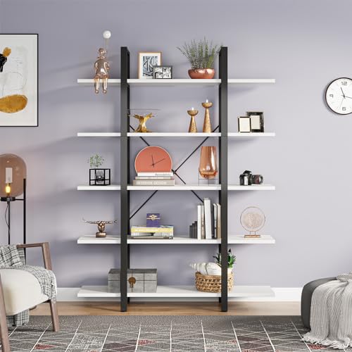 Tribesigns 5-Tier Bookshelf, Vintage Industrial Style Bookcase 72 H x 12 W x 47L Inches, Black