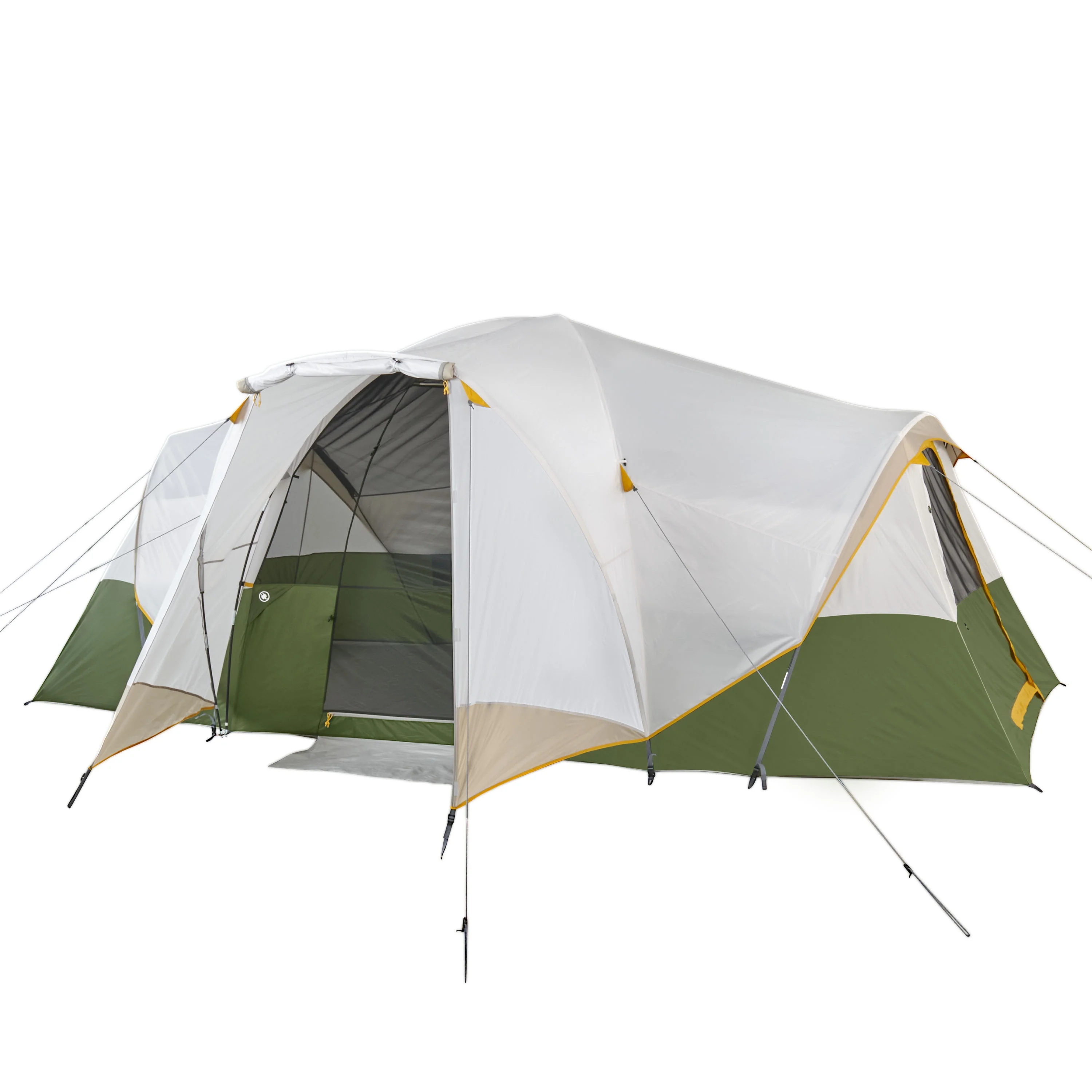 Slumberjack Riverbend 10-Person, 3-Room, Hybrid Dome Tent, Off-White / Green, with Full Fly, Weight 26 Lbs. 6 oz.