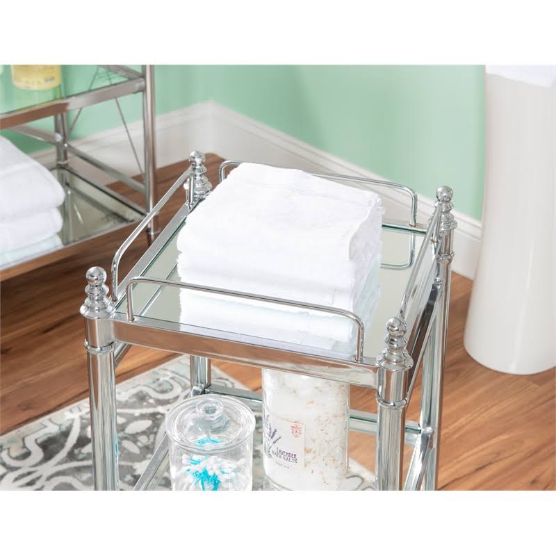Linon Summit Metal and Glass Cart in Chrome - CYMX289