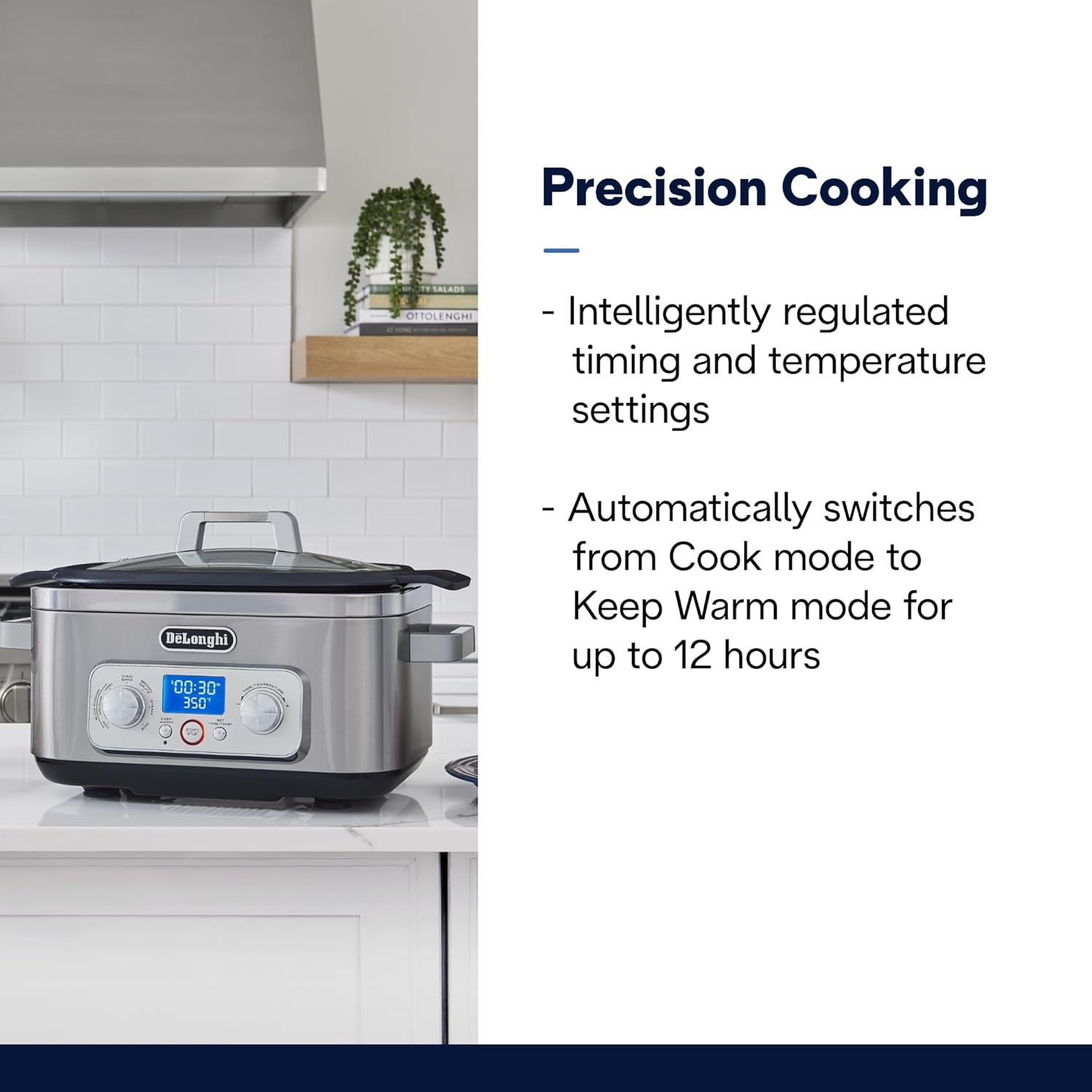 DeLonghi Livenza Multi-Cooker, Stainless Steel - 6 qt - Crock Pot Slow Cooker - 24-Hour Programmability & Seven Modes