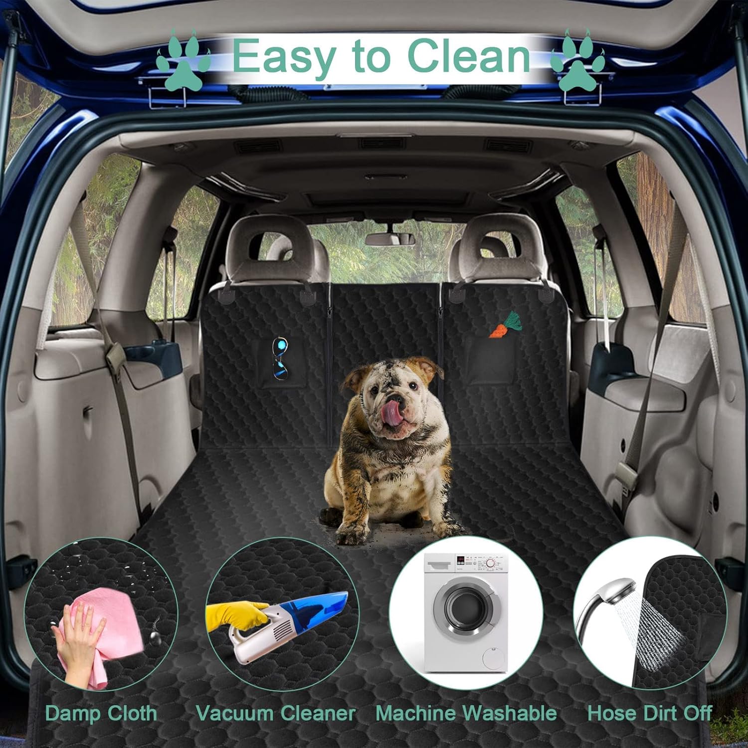 Mancro SUV Cargo Liner for Dogs, Waterproof Dog Cargo Liner for SUV Dog Seat Cover Mat with Zippers and 2 Large Pockets