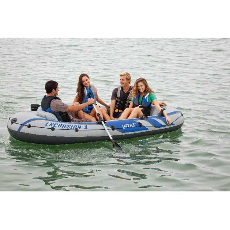 INTEX Excursion Inflatable Boat Series: Includes Deluxe 54in Boat Oars and High-Output Pump – SuperTough PVC – Adjustable Seats with Backrest –