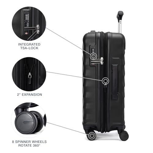 Travelpro Maxlite Air V2 Hardside Expandable Carry on Luggage, 8 Spinner Wheels, Lightweight Hard Shell Suitcase, TSA lock, Black, Carry On 21-Inch