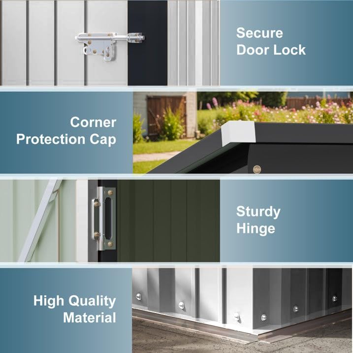 Greesum 5×3 FT Outdoor Storage Shed, Metal Storaged Sheds Without Floor, Tool Sheds with Lockable Doors and Sloping Roof for Garden, Patio, Backyard