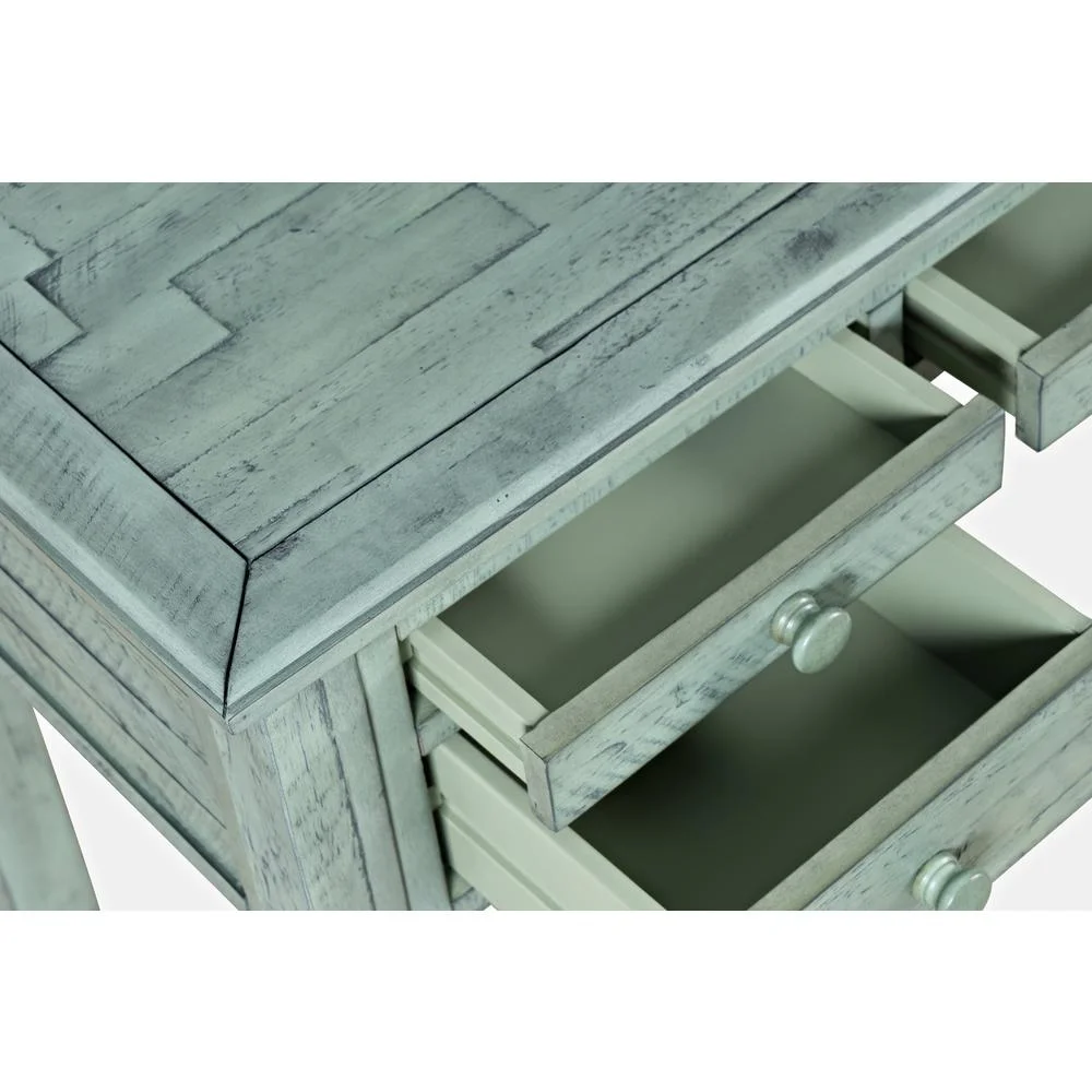 Jofran Rustic Shores Coastal Style Distressed Acacia USB Charging Desk