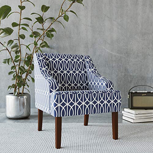 HomePop Velvet Swoop Arm Accent Chair, Suri Blue