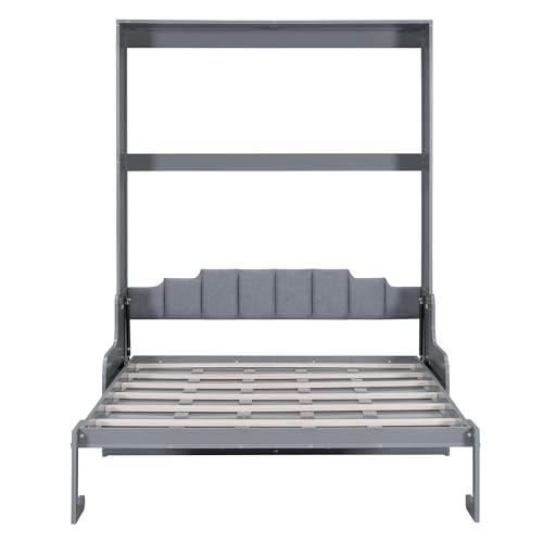 Ball & Cast Murphy Bed Wall Bed Queen Size with Cushion,Sofa Platform Bedfram Chest can be Folded,Wood Folding Hideaway w/Slat Support