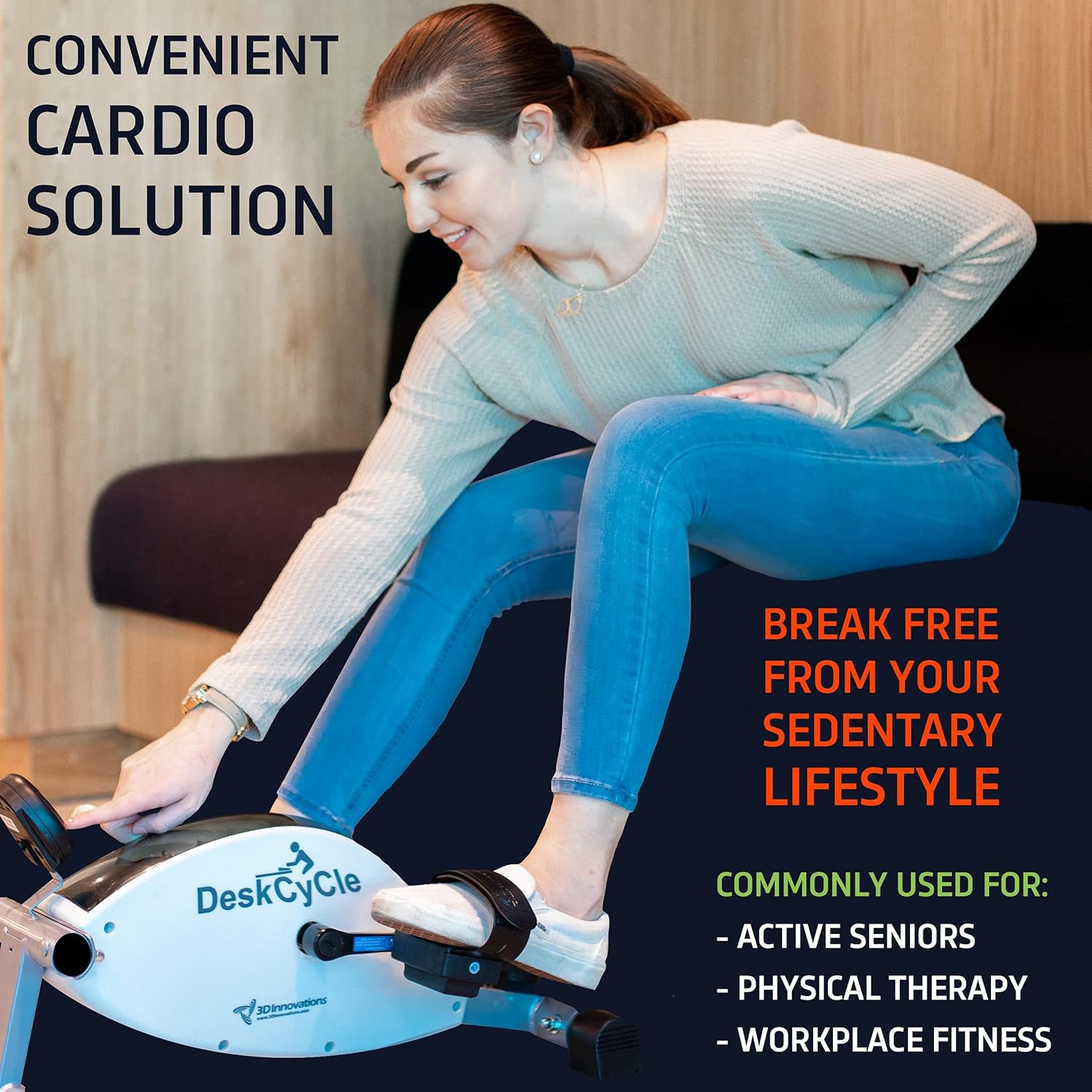 DeskCycle Under Desk Bike Pedal Exerciser - Portable Foot Exercise Cycle for Sitting with LCD Display - Mini Stationary Peddler for Adults & Seniors