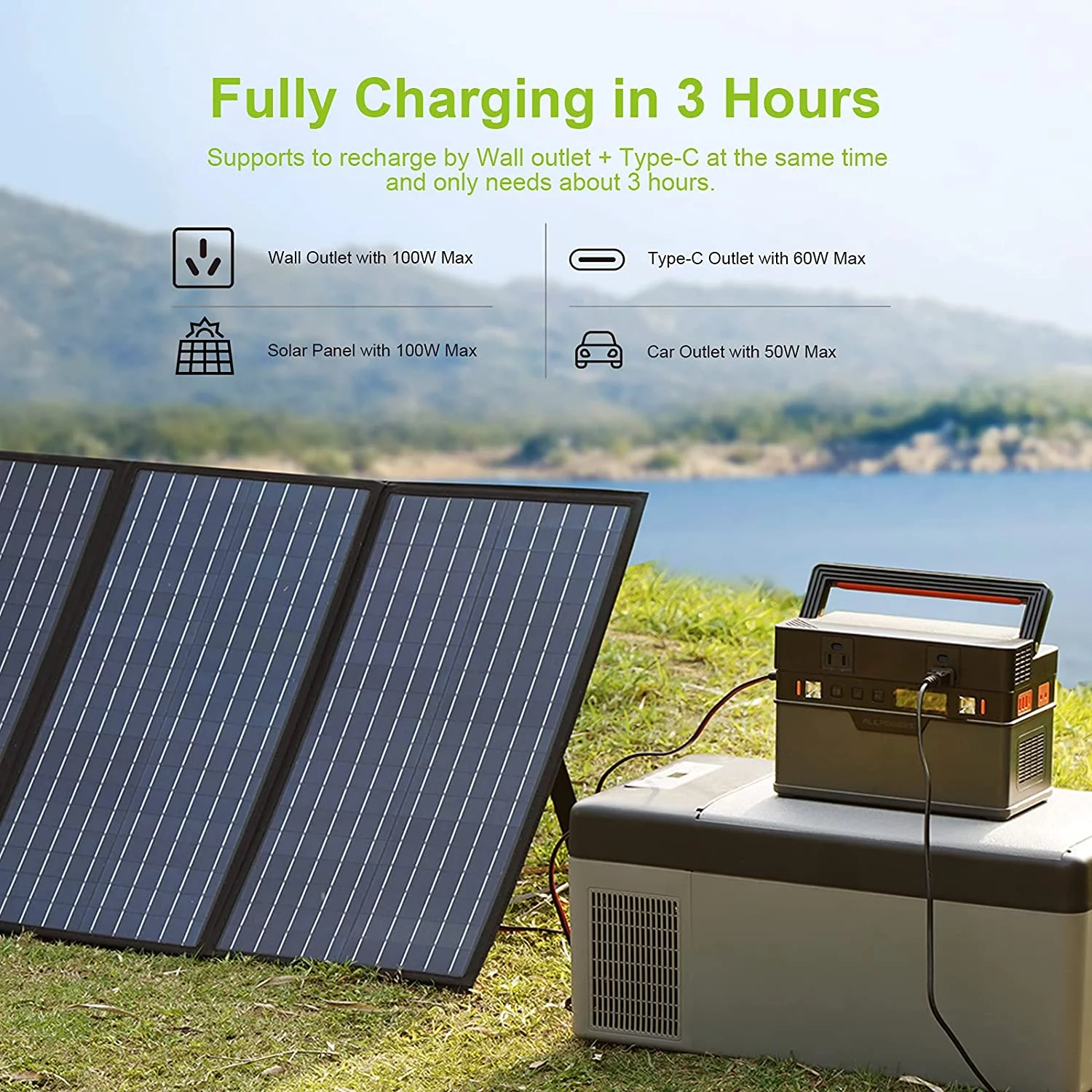 ALLPOWERS S700 Solar Generator Kit, 700W 606Wh Portable Power Station with SP029 140W Foldable Solar Panel for Camping, CAPA