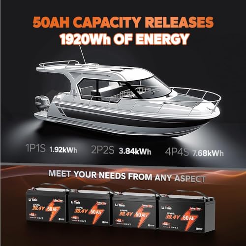 LiTime 36V 50Ah Trolling Motor Bluetooth 5.0 Low-Temp Protection LiFePO4 Battery with 43.8V 25A Charger, Buit in 50A BMS
