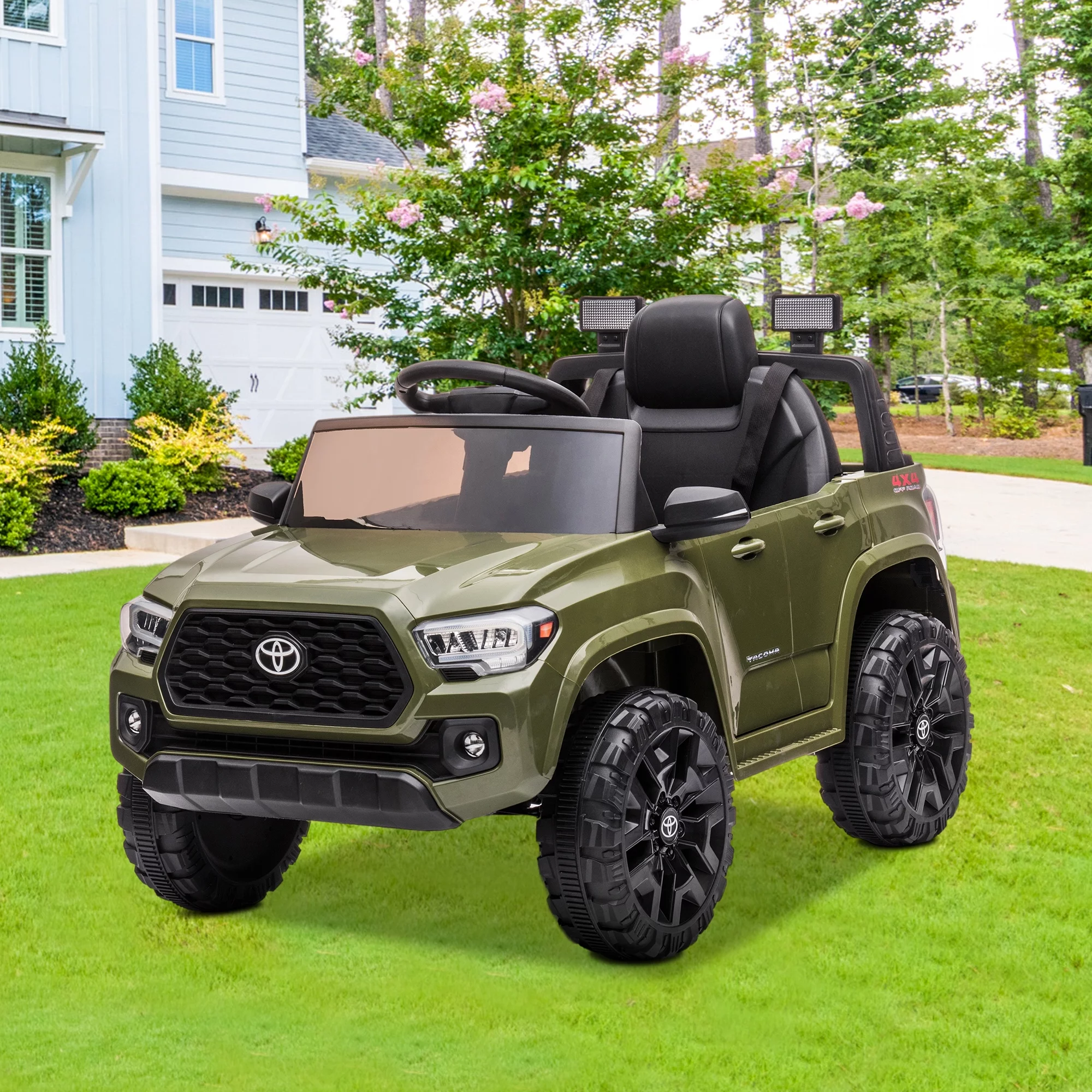 Licensed Toyota Tacoma Electric Ride on Vehicle for Kids, 12V Powered Ride on Car Toys with Remote Control, LED Lights, MP3 Player, Gray