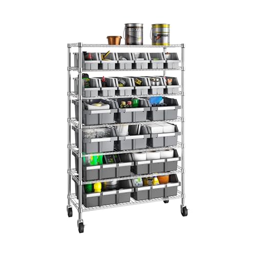 Seville Classics Heavy Duty NSF Bin Rack Solid Steel Wire Shelving Storage Unit, Patented Organizer for Garage, Warehouse, Office, Restaurant