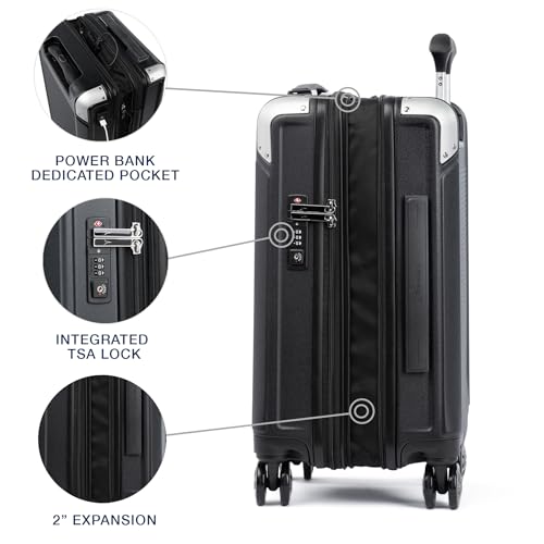 Travelpro Platinum Elite Hardside Expandable Carry on Luggage, 8 Wheel Spinner, TSA Lock, Hard Shell Polycarbonate Suitcase, Metallic Sand