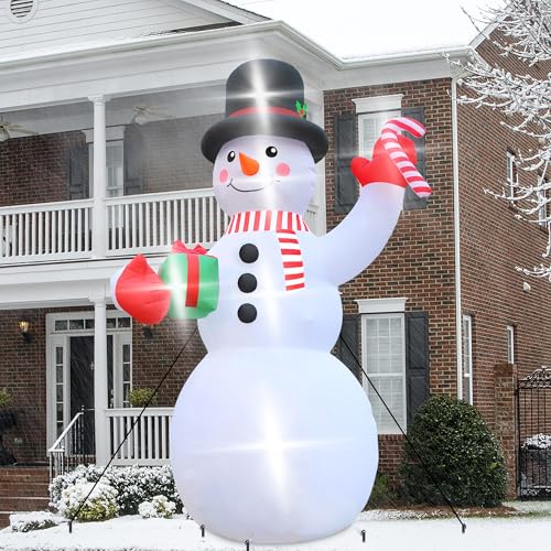 16FT Christmas Inflatable Snowman Outdoor Decorations, Giant Christmas Snowman, Holiday Blow Up Yard Decor with LED Lights