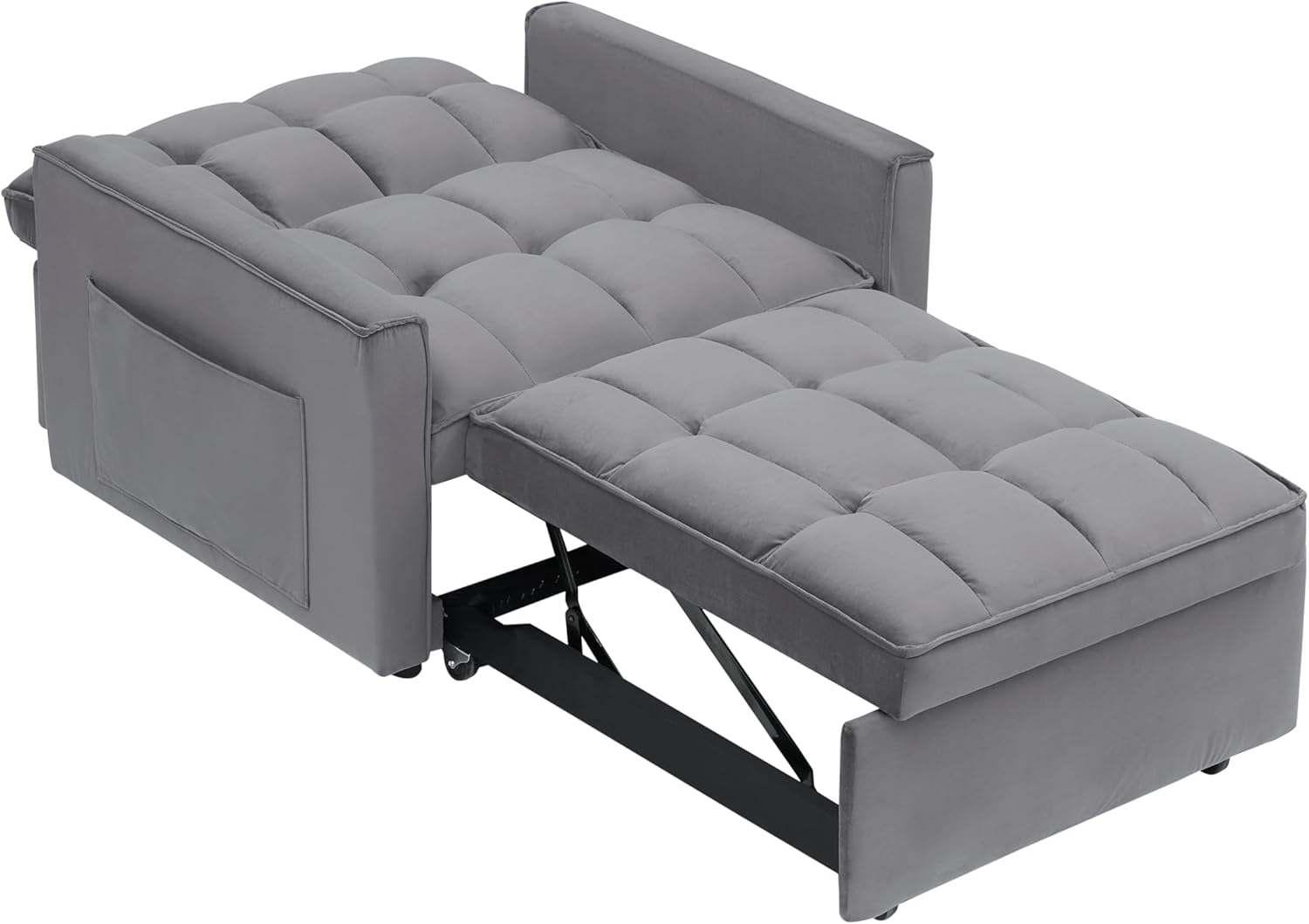 bed8 35" Twin Size Pull 3 in 1 Convertible Sleeper Chair, Velvet Reading Armchair, Futon Recliner, Foldable Chaise Lounge Sofa with Pullout Bed