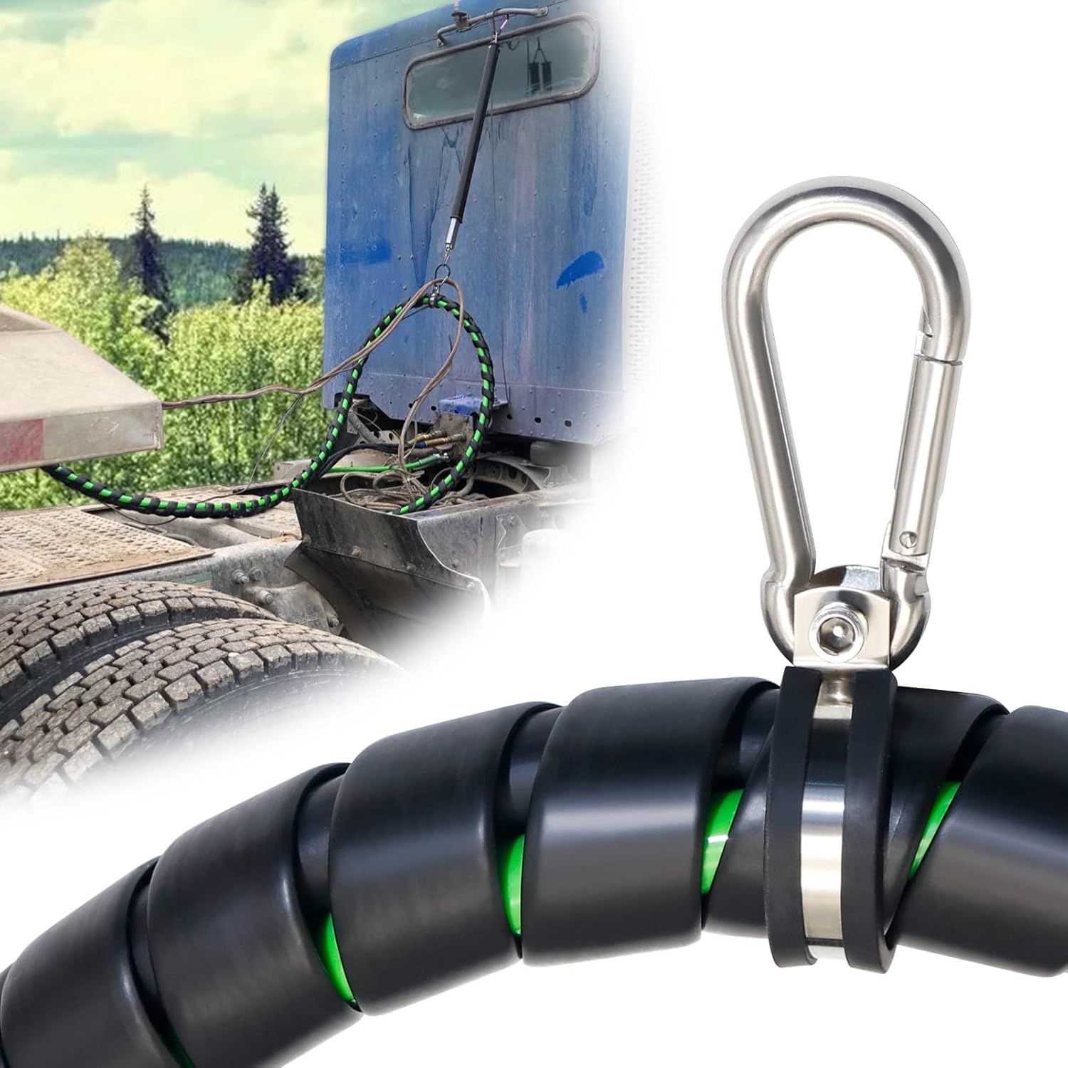 boeray 12ft 3 in 1 Air Lines for Tractor Trailer Freightliner ABS Air Brake Lines Tractor Truck Glad Hand Air Hose