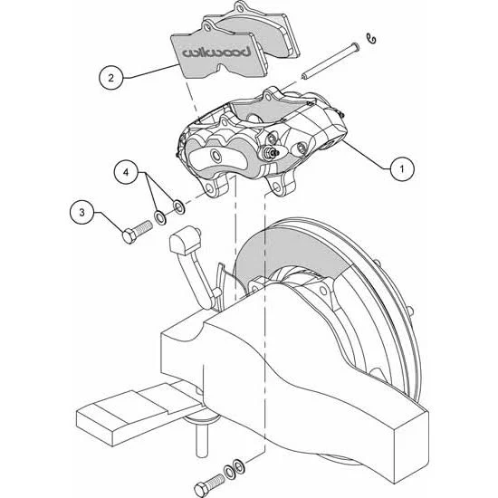 Wilwood 140-10790-R - D8-4 Rear Caliper Kit Red Corvette C2 / C3 65-82
