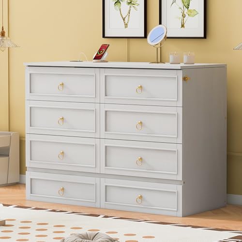 Harper & Bright Designs Queen Size Murphy Wall Bed, Chest Cube Cabinet With USB, Charging Station and Large Storage Drawer for Home Office