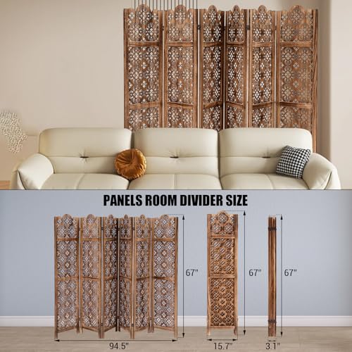5.6FT Tall Room Divider,Japanese Room Divider 6 Panel Shoji Screen Room Dividers