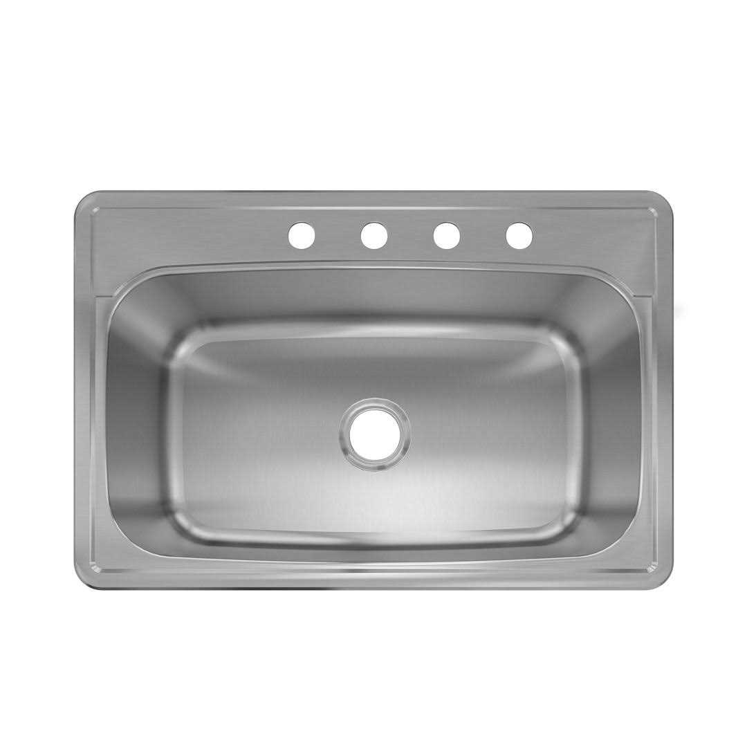 Sinber MT3322CW 33 x 22 Drop In Single Bowl Kitchen Sink with 18 Gauge 304 Stainless Steel Satin Finish - Shop Hardware Tools Online Store