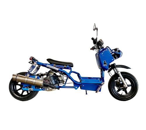 50cc Stretched Scooter Generation 1, Automatic Transmission, PMZ50-19, Wide 205/30-12 Rear Tire, Retro Speedometer, Gas Gauge