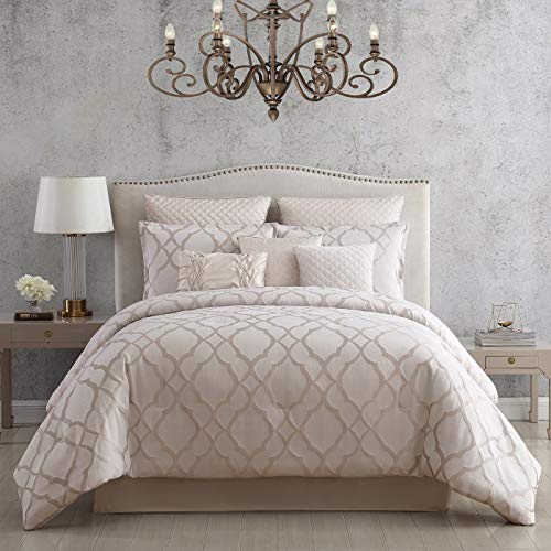 Riverbrook Home 100% Polyester Comforter Set, Queen, Hillcrest - Ivory/Gold, 9 Piece Set