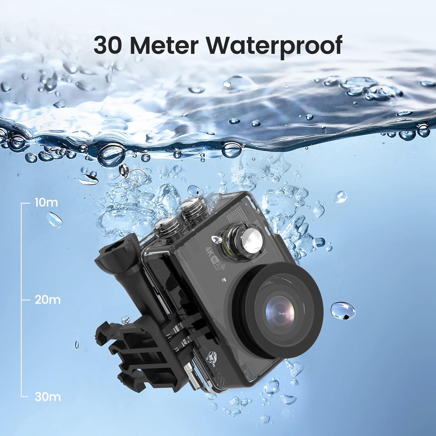 AKAIRIO Action Sports Camera with Accessories Mount Kit 3 Batteries Charger,HD WiFi Underwater Camera with Waterproof Case Remote