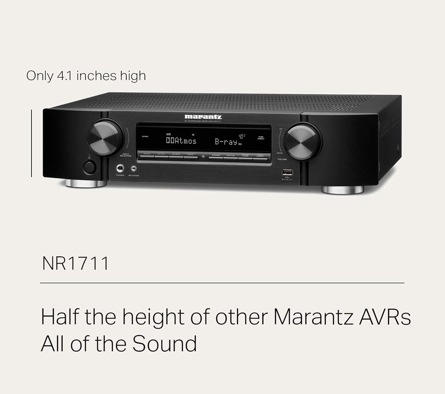 Marantz NR1711 8K Slim 7.2 Channel Ultra HD AV Receiver (2020 Model) – Wi-Fi, Bluetooth, HEOS Built-in, Alexa & Smart Home Automation