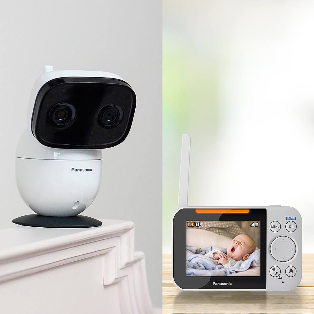 Panasonic Smart Baby Monitor KX-HN4001W Baby Monitor with 1 Indoor cameras Night Vision and Temperature sensor, 5 lullabies, two