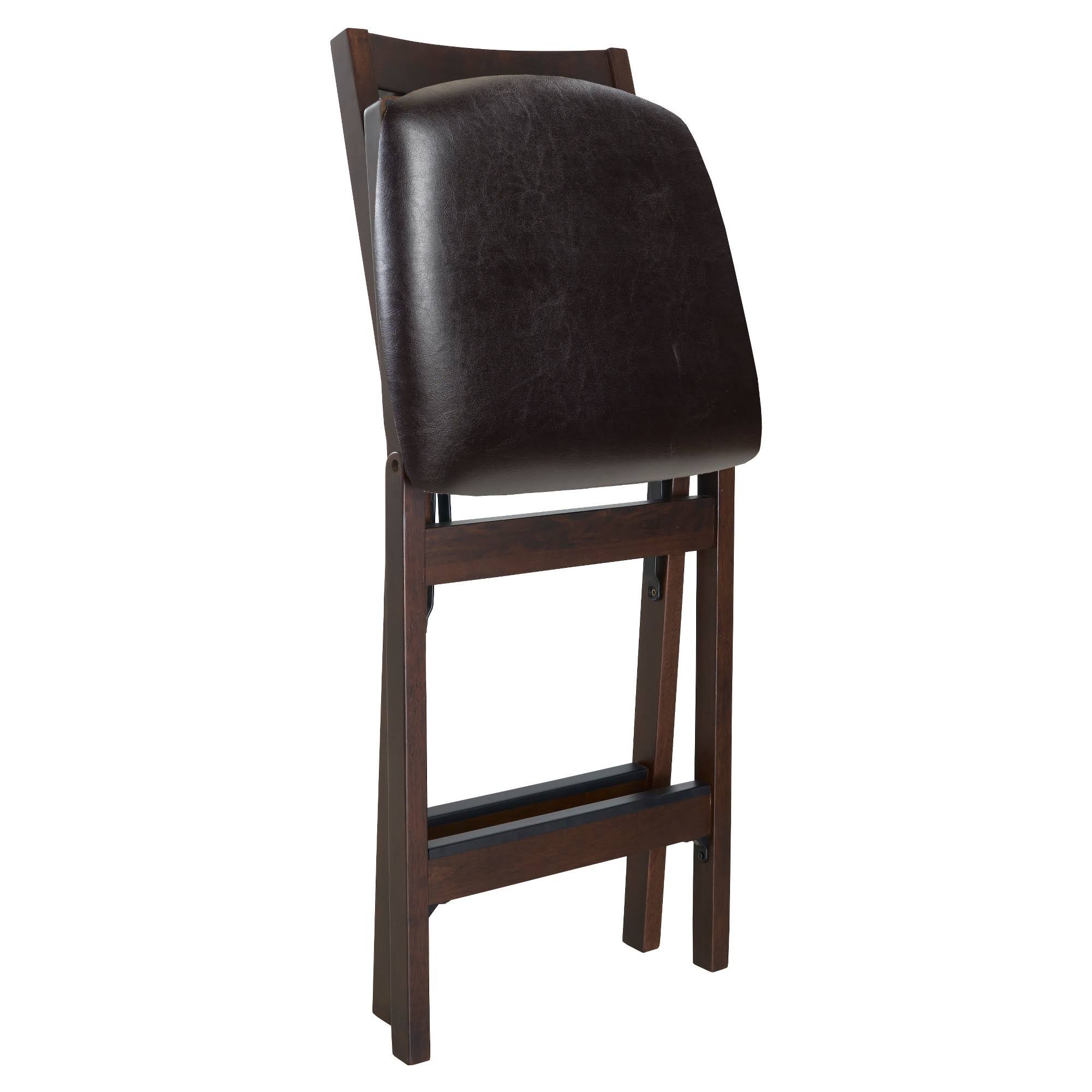 Stakmore Folding Counter Height Stools, Espresso with Bonded Leather Set of 2