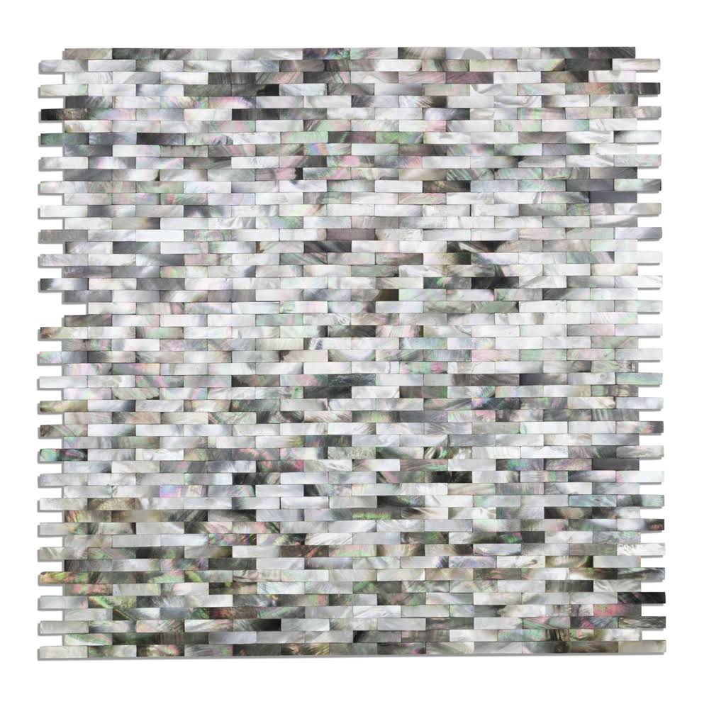 Ivy Hill Tile Sample - Lokahi Random Sized Seashell Splitface Tile Finish: Black/Gray/Pearl