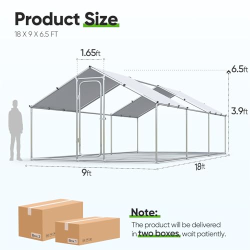 Quictent Large Metal Chicken Coop Run for 10+ Poultry with Galvanized Hardware Cloth and Waterproof Roof Cover