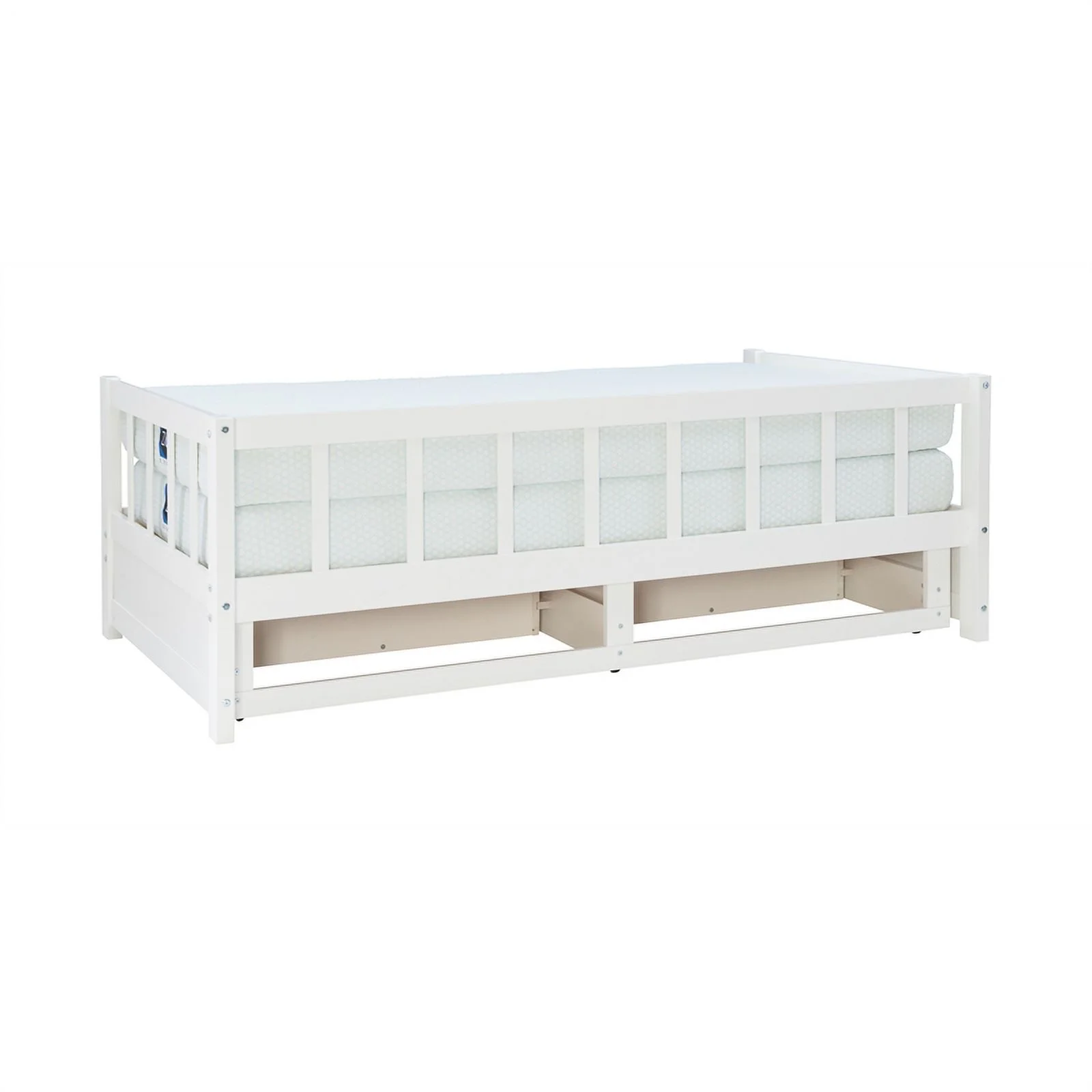 Linon Macey Wood Storage Trundle Daybed in White