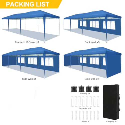 COBIZI Canopy 10x20 Pop Up Canopy Tent with 6 Sidewalls Party Tents for Parties Weddings Backyard Waterproof Canopy Outdoor Commercial Canopy Event