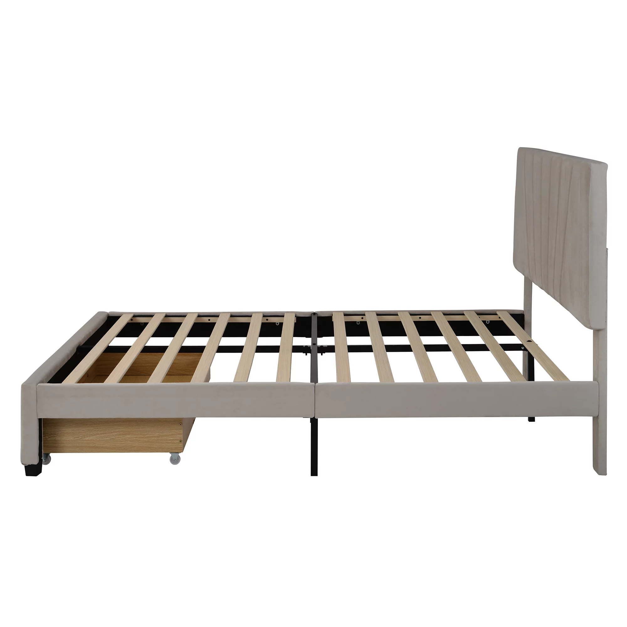 Queen Size Velvet Upholstered Platform Bed