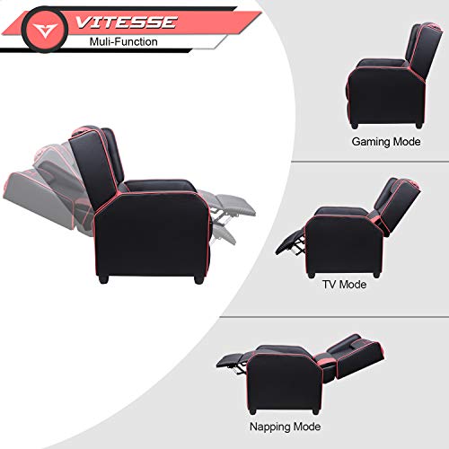 Vitesse Gaming Recliner Chair Racing Style Single Ergonomic Lounge Sofa Modern PU Leather Reclining Home Theater Seat for Living Gaming Room (Blue)