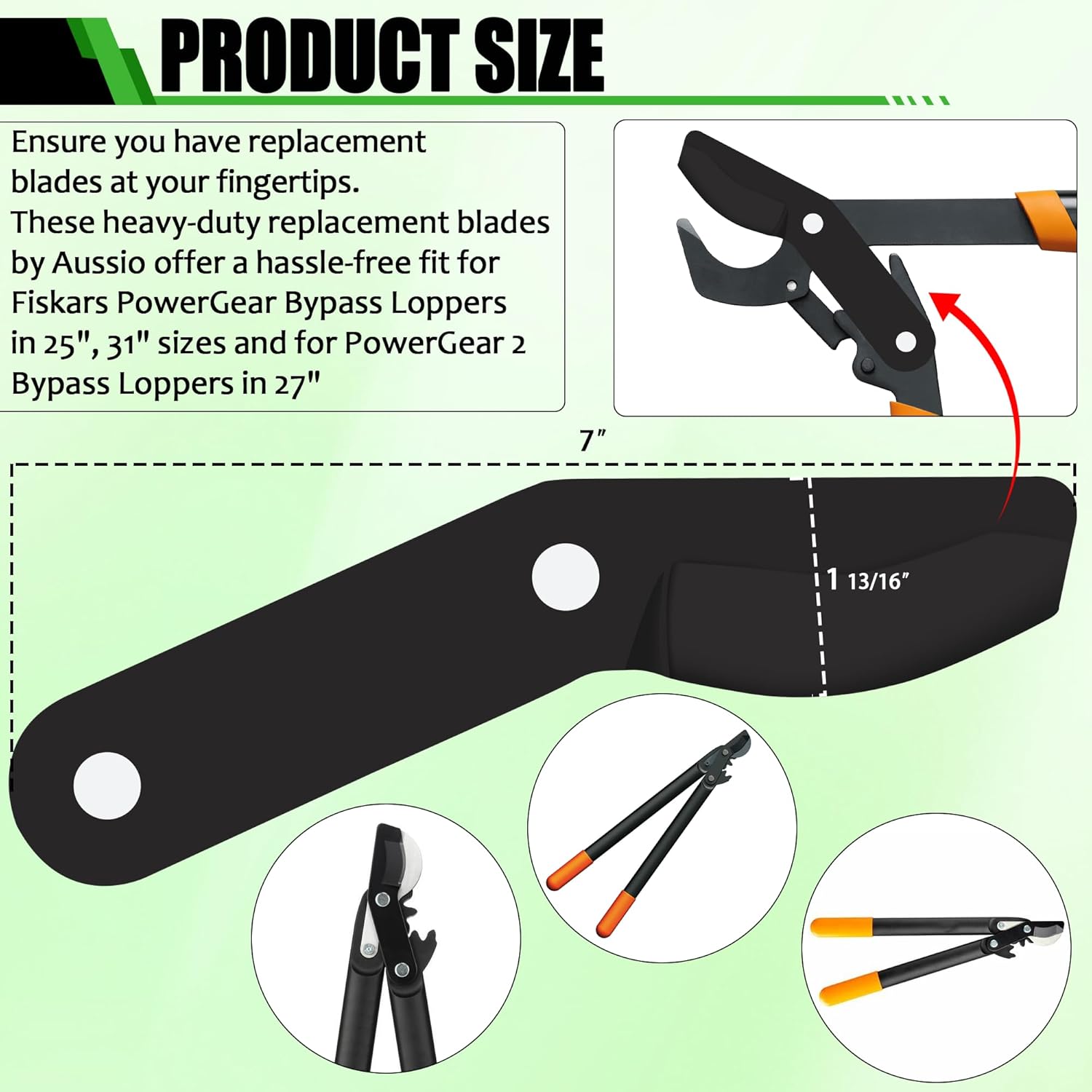 (2-Pack) Steel Replacement Blade for Fiskars Loppers - Compatible with PowerGear Bypass Lopper25" & 31" and 27" PowerGear 2 Bypass Loppers