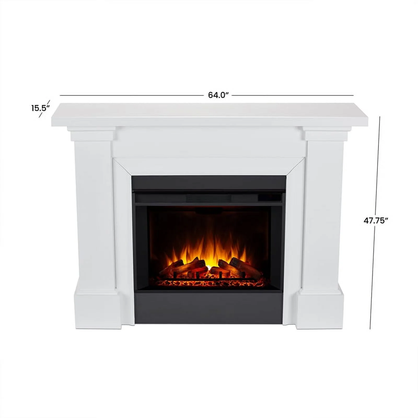 Real Flame Manus 64" Modern Wood Grand Electric Fireplace in White