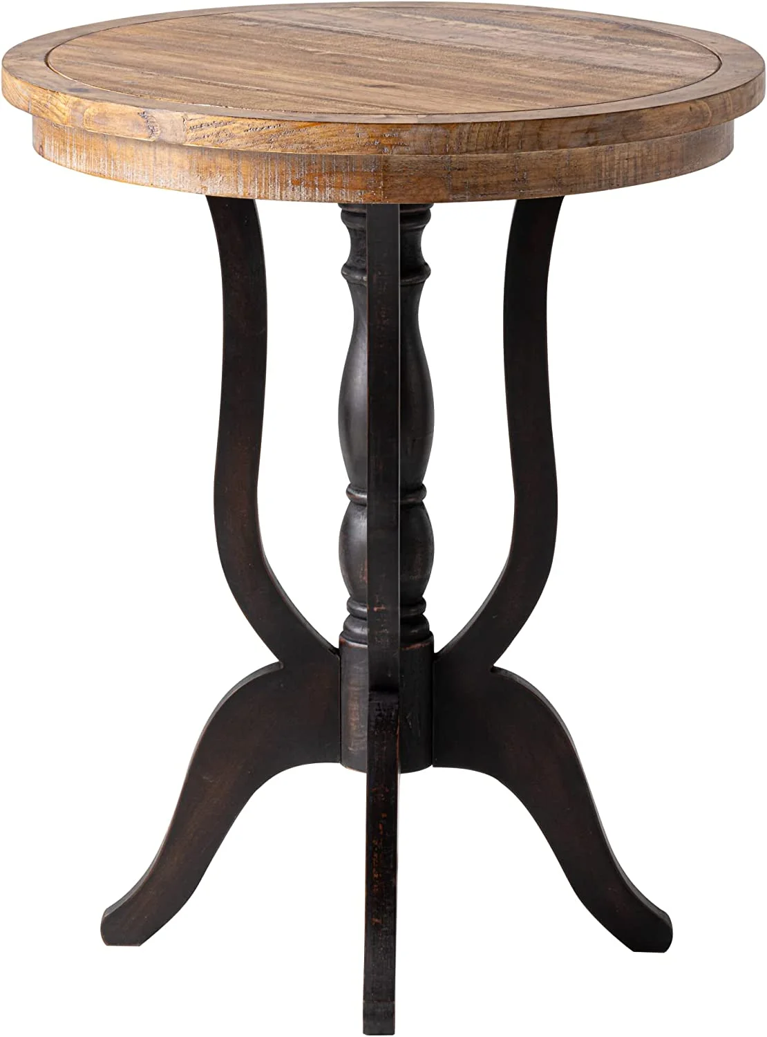 Rustic Farmhouse End Table, Natural Top Side Table for Family, Dinning or Living Room, Handcrafted Finish, Modern, Black