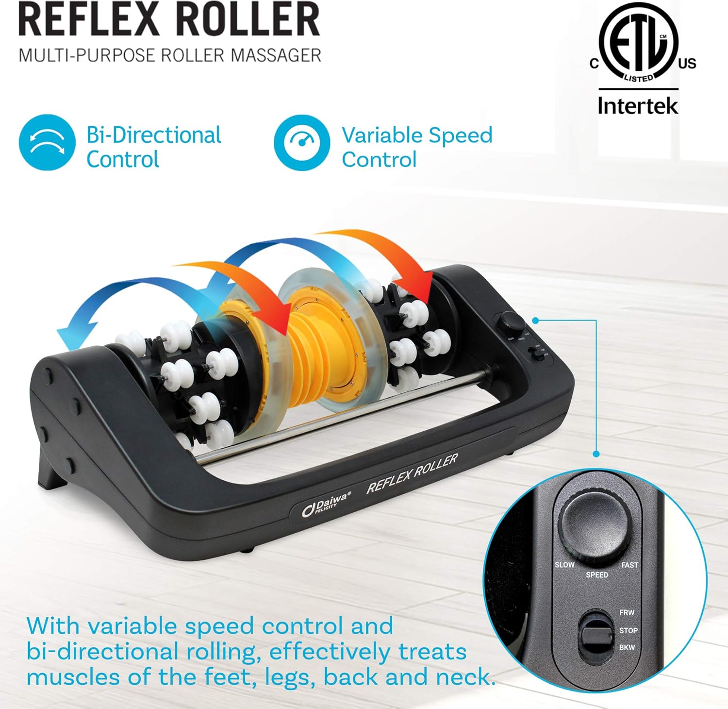 U.S. Jaclean Electric Foot Massager Calf Roller Reflexology Shiatsu Acupressure Massage Reflex Roller