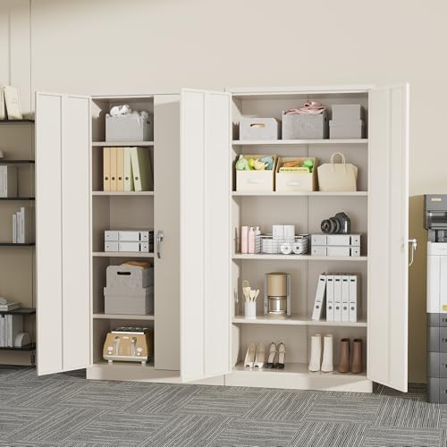 Greenvelly Steel SnapIt Storage Cabinet 72" Locking Metal Garage Storage Cabinet with 4 Adjustable Shelves, 2 Doors and Lock for File, Office, Garage