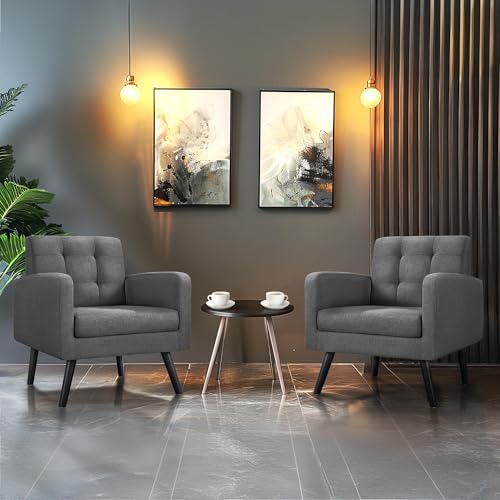 Yaheetech Mid-Century Accent Chairs, PU Leather Modern Upholstered Living Room Chair