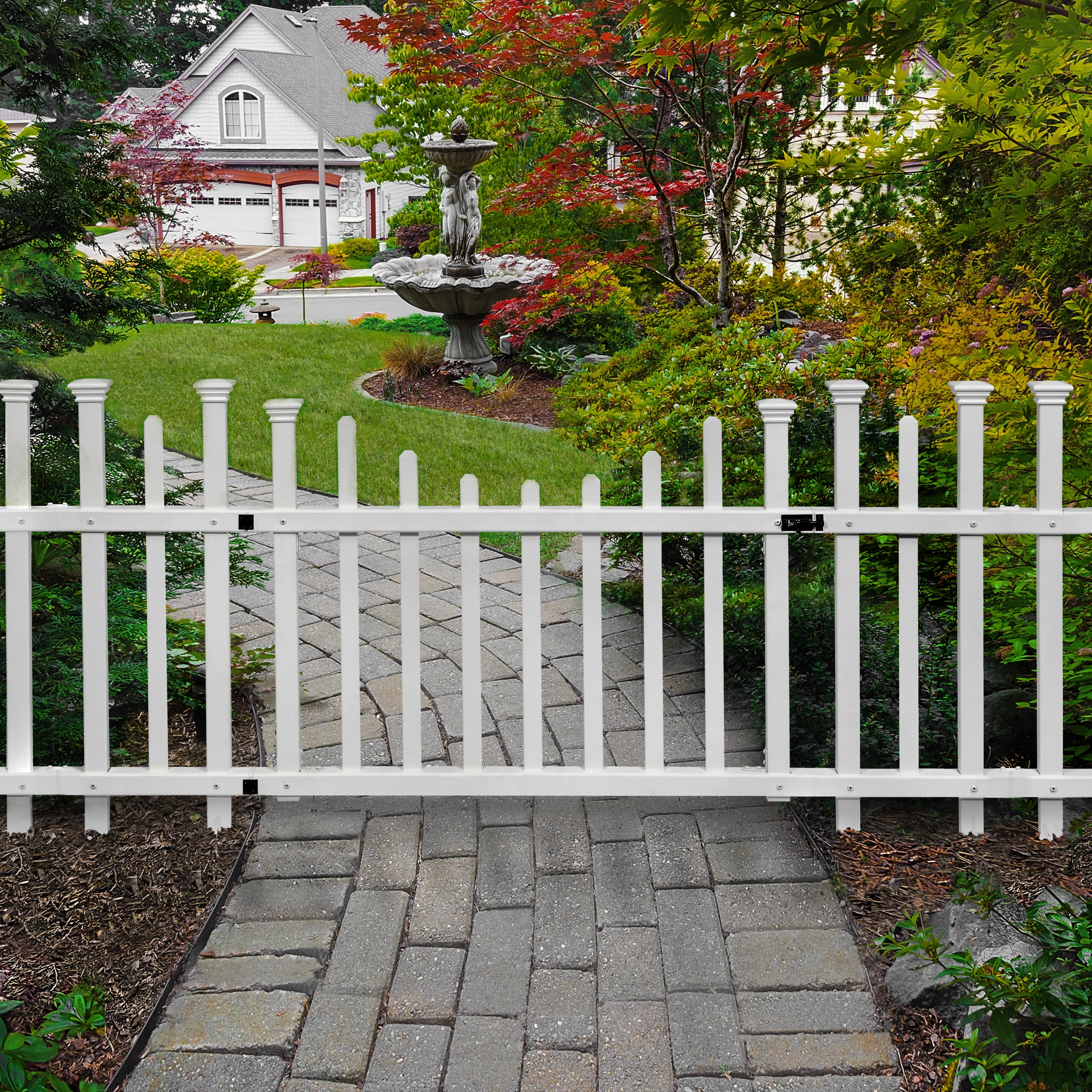 Zippity Outdoor Products Washington Vinyl No-Dig Gate Kit w/ Fence Wings (30in H x 60 1/2in W) - Radiant Selections