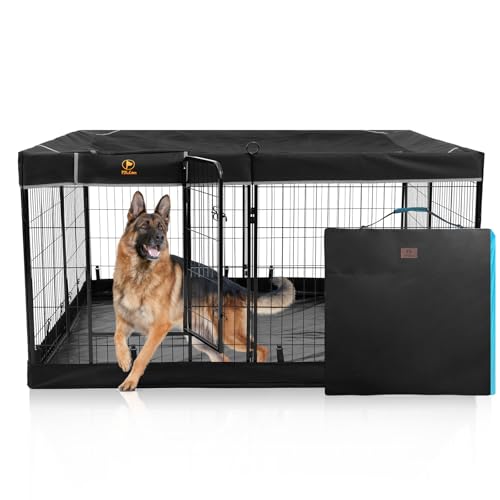 PJYuCien Dog Playpen Plus Storage Bag, 32" H 8 Panels Puppy Pen with Square Bottom, Heavy Duty Dog Fence for Puppies/Small Dogs